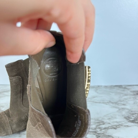Tory Burch Adrienne Wedge Ankle Booties- Taupe Suede- Size 6 - Picture 6 of 6